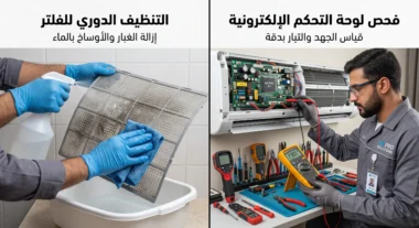 الفرق بين تنظيف المكيف وصيانة المكيف