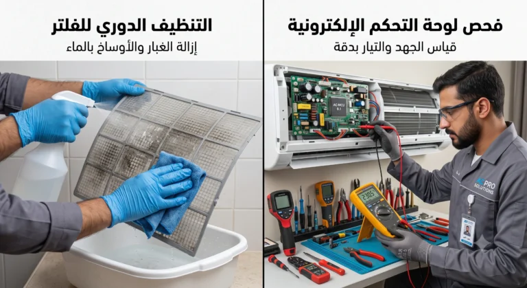 الفرق بين تنظيف المكيف وصيانة المكيف